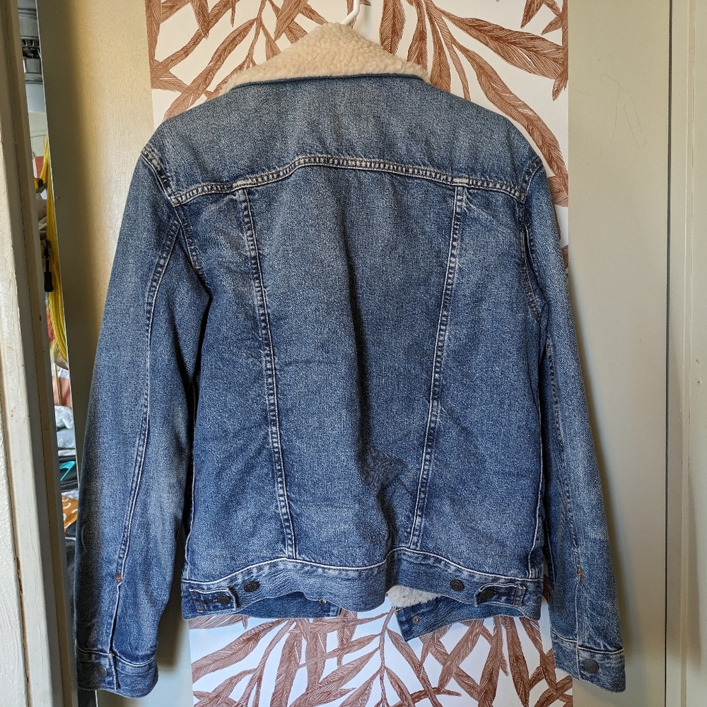 Indigo Flannel Sherpa-Lined Button Front Denim Ja… - image 2